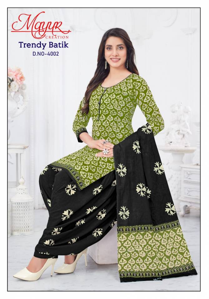 Trendy Batik Vol 4 By Mayur Printed Cotton Dress Material Wholesale Market In Surat